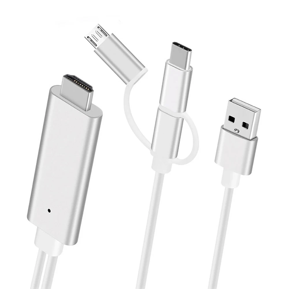 Micro USB TYPE C Lightning к HDMI 3 в 1 1080P HDTV разъем для телевизора адаптер кабель монитора iPhone