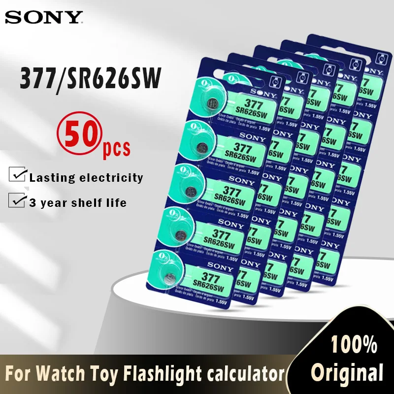 50 шт. 100% оригинал 1 55 в 377 377A SR626SW SR626 AG4 LR626 SR66 AG 4 кнопки монетная ячейка для часов
