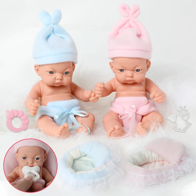 

10inch Bebe Reborn Doll 26cm Simulation Full Body Silicone Lifelike Soft Waterproof Dolls Toy for Kids Baby Newborn Pacifier Set