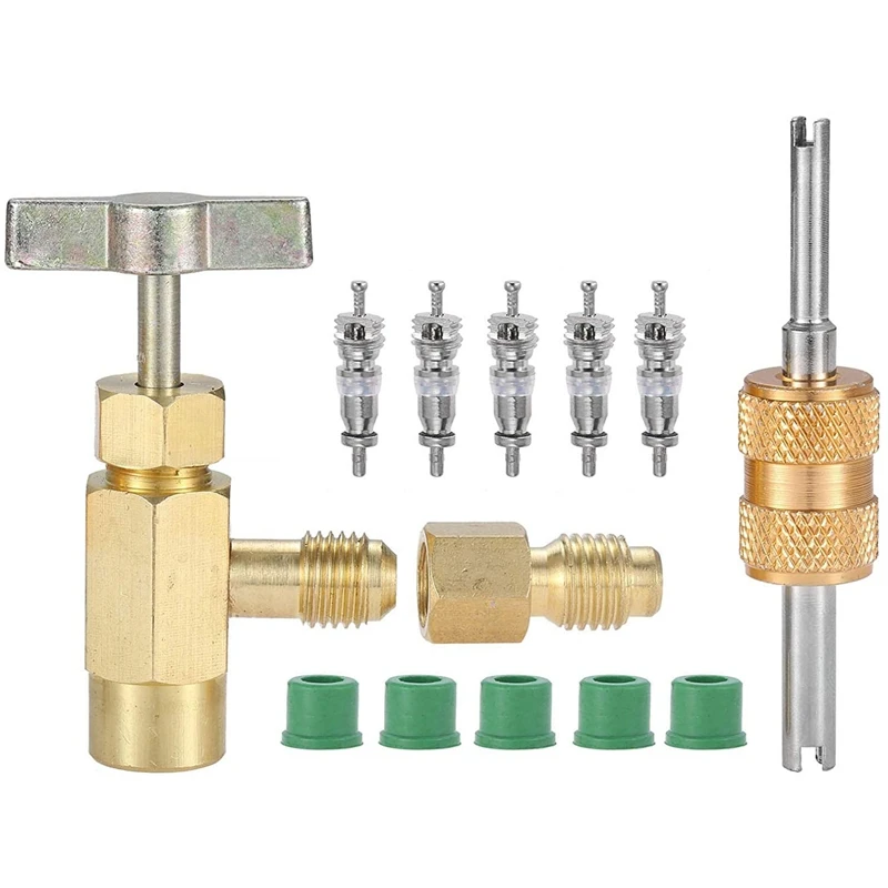 R134A Self-Sealing Can Tap Valve Refrigerant Dispenser Tool with Tank Adapter for 1/4 Inch and 1/2 AC Charging | Автомобили и