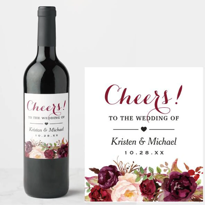 20 шт. свадебные этикетки для винных бутылок Индивидуальные персонализированные