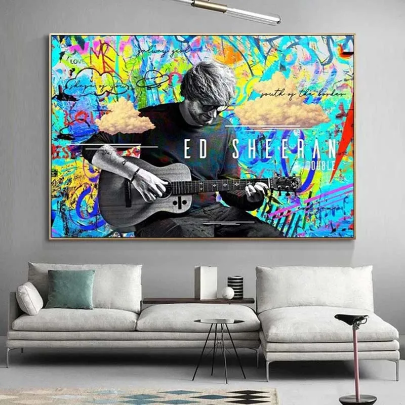 

Singer Star Ed Sheeran Art Canvas Painting Character Graffiti Art Poster and Print Cuadros Wall Picture for Room Home Decoration