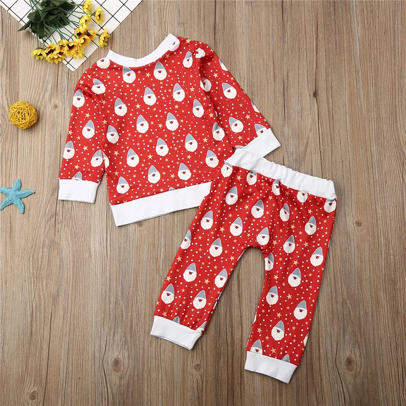 Одежда для маленьких девочек Рождественский теплый хлопковый топ с длинными