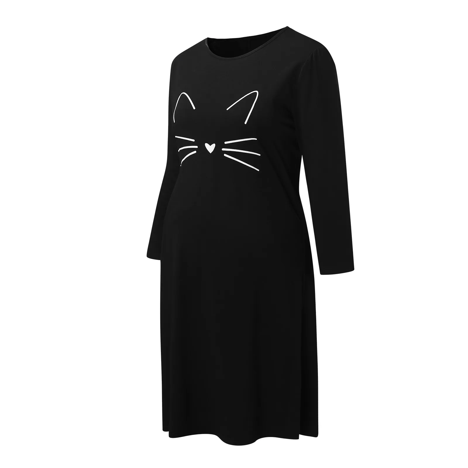 

Cat Print Pregnant woman Dress Women Pregnancy Cartoon Dress Solid Soft Maternity Dress Nusring Pregnancy Casual Clothes 527