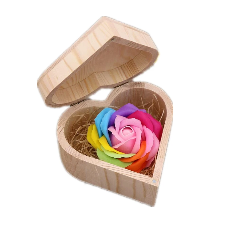 

Artificial Flowers Rose Soap Flower Wooden Gift Box Home Decoration Creative Valentine Graduation Birthday Gifts