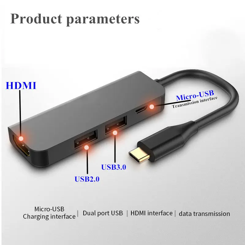 4in1 black USB3.0 док-станция Тип C к HDMI концентратор адаптер для SD TF карт ридер ноутбук MacBook смартфон расширение USB-C конвертер HDMI - Цвет: 4in1 black