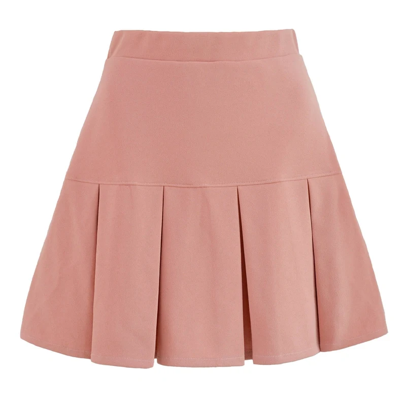 

Women Solid Color Slim Sexy Short Skirt Pleated Skirt Tight-fitting High-waist All-match JK Style Sweet Female Bottoms