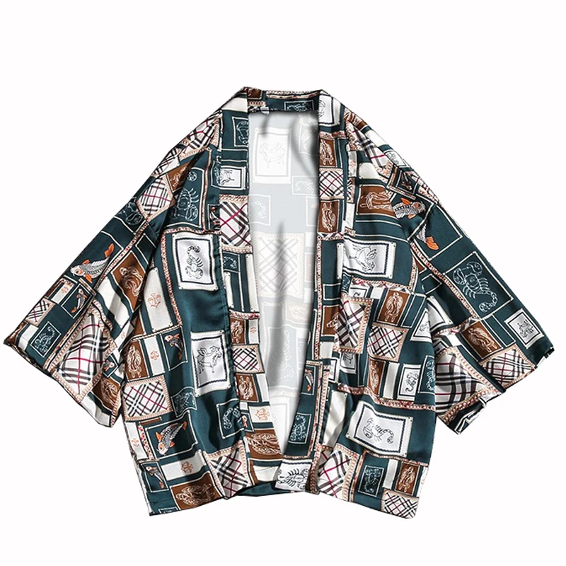 2019 рубашки Для мужчин кимоно традиционный Открыть стежка рубашка мужской три