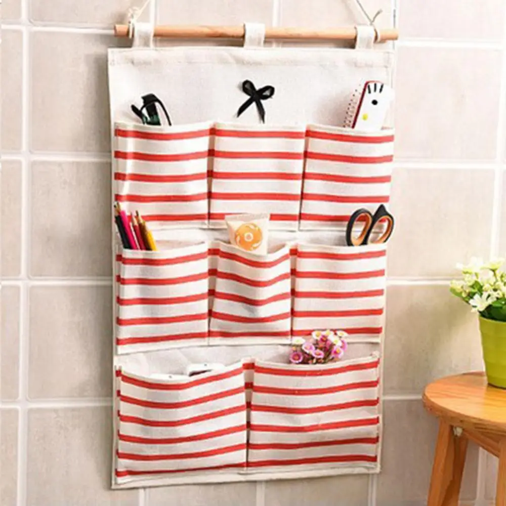 

6/8 Pockets Cotton Linen Fabric Wall Door Hanging Bag Organizer Storage Pouch