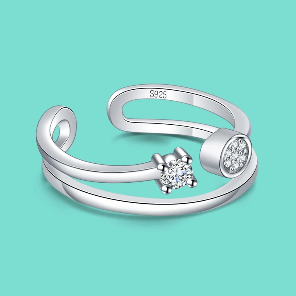 100% Оригинальные 925 Серебряное кольцо для женщин Высокое качество двойной Циркон