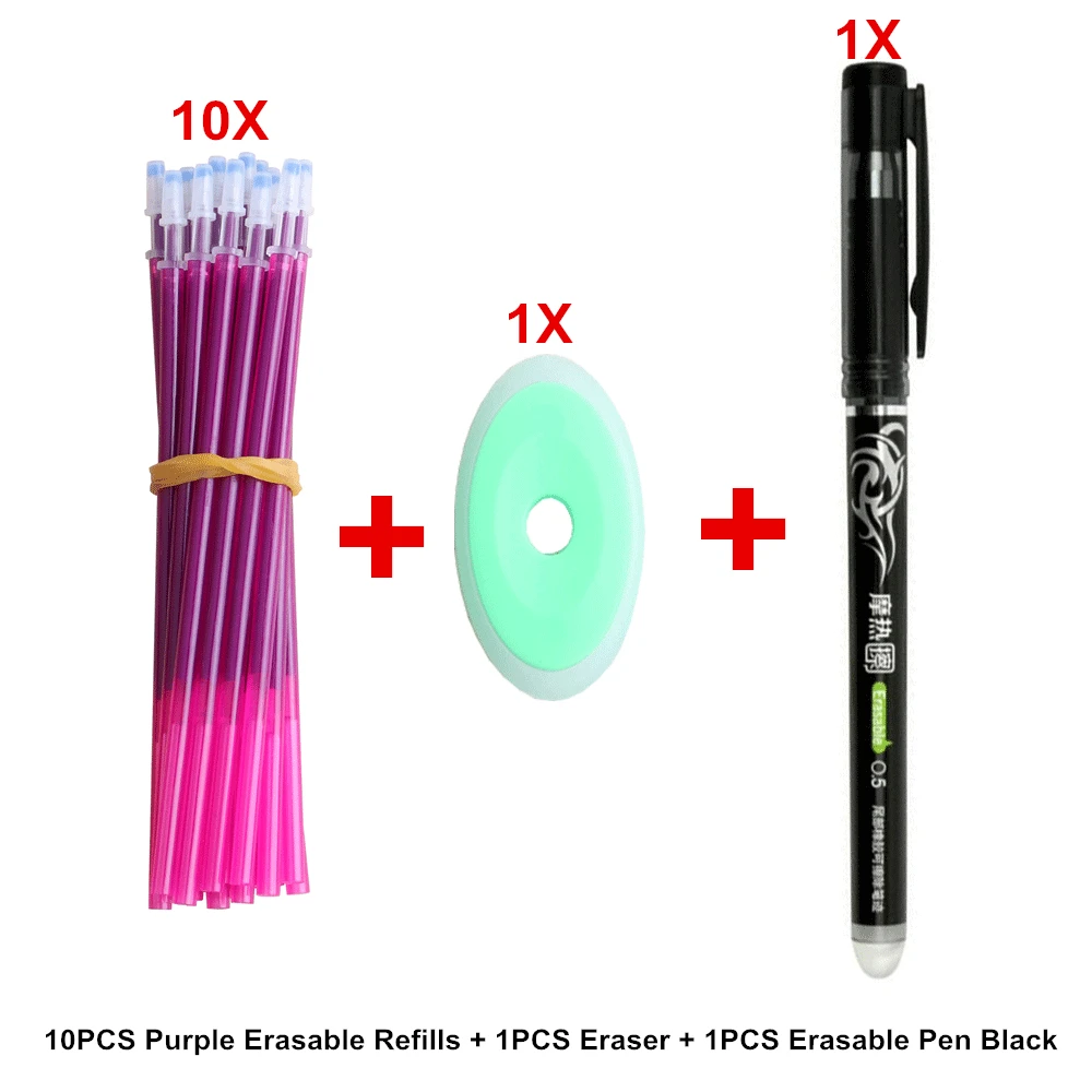 12Pcs Purple Set 3/12/20/набор стираемых ручек, набор гелевых чернил 0,5 мм, Волшебная гелевая ручка, канцелярские принадлежности для офиса, школьные принадлежности, подарки, синие, черные, красные чернила, стираемая ручка - Цвет: 12Pcs Purple Set