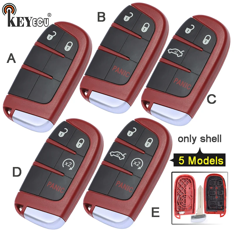 

KEYECU for Dodge Challenger Charger Dart Durango, for Chrysler 300 Replacement 2 2+1 3/ 3+1 4/ 4+1 5 Button Remote Key Shell Fob