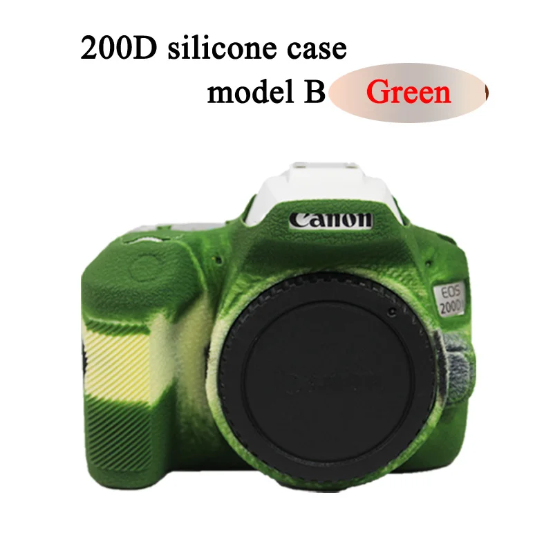 Model B Green Чехол для DSLR камеры, мягкий силиконовый чехол, Резиновая Защитная сумка для Canon EOS 200D 200D II 200D Mark II Rebel SL2 Kiss X9 DSLR - Цвет: Model B Green