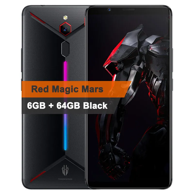 Мобильный телефон zte nubia Red Magic Mars, 6,0 дюймов, 6 ГБ ОЗУ, 64 Гб ПЗУ, Восьмиядерный процессор Snapdragon 845, фронтальная камера 16,0 Мп, задняя камера 8 Мп, игровой телефон - Цвет: Mars 6G 64G Black