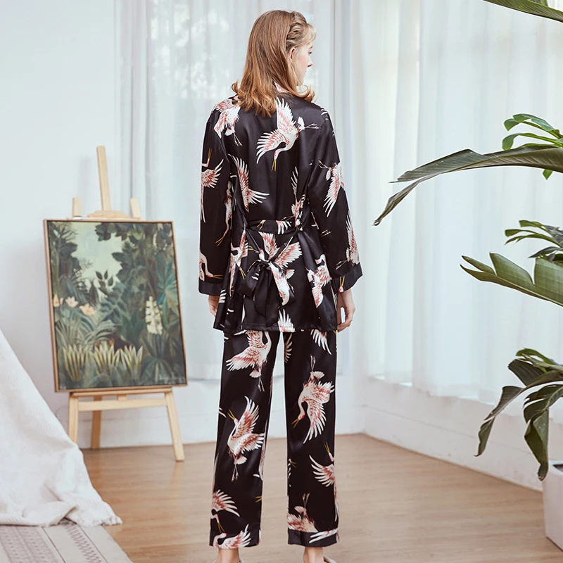 Женская шелковая пижама Yao Ting новинка на весну и лето брюки бретельках халат