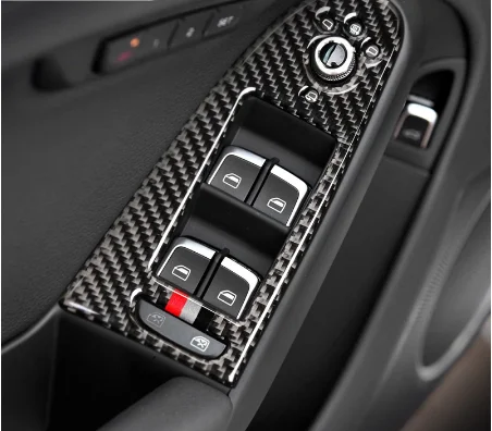 

Подходит для Audi A4 2009-2016 карбоновое Волокно Рамка управления стеклоподъемником переключатель окна декоративный подлокотник аксессуары для ...