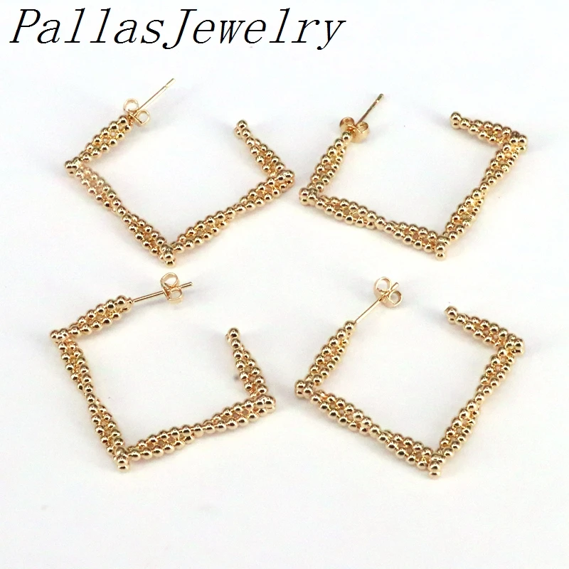 

5Pairs,Trendy Hollow Square Bead Brincos Geometric Jewelry Gold Plating Metal Stud Earring Wedding Jewelry Party Gift