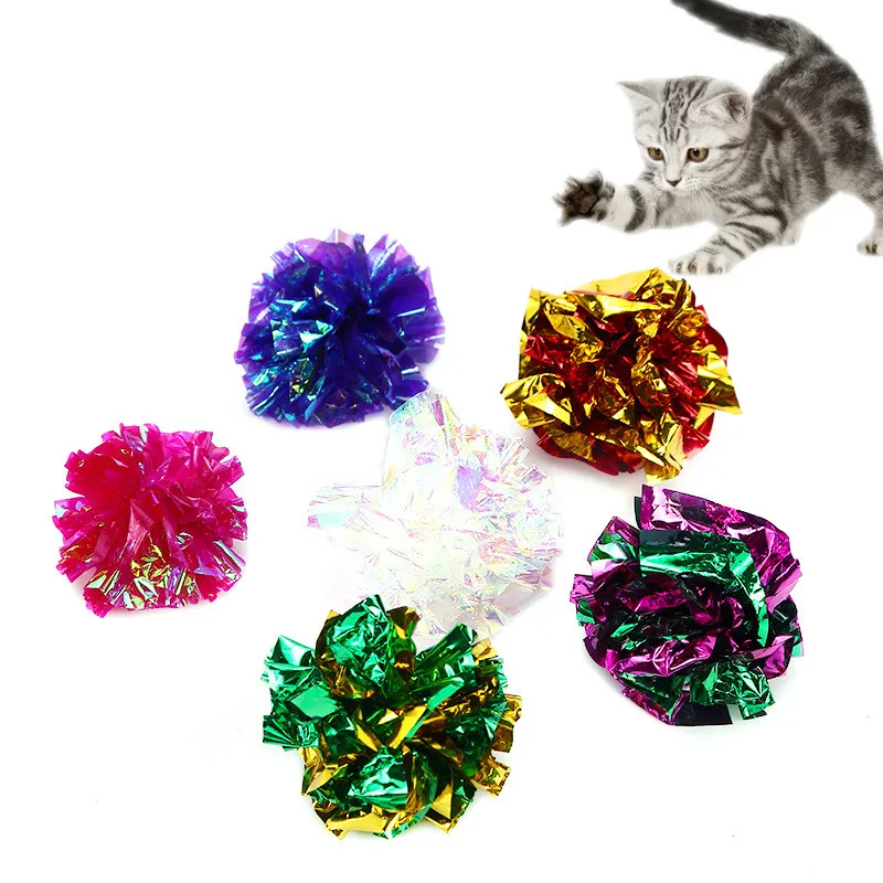 

4pcs Color Tin Foil Cat Toy Interactive Puzzle And Relieve Boredom Pet Cat Funny Sounding Toy Supplies
