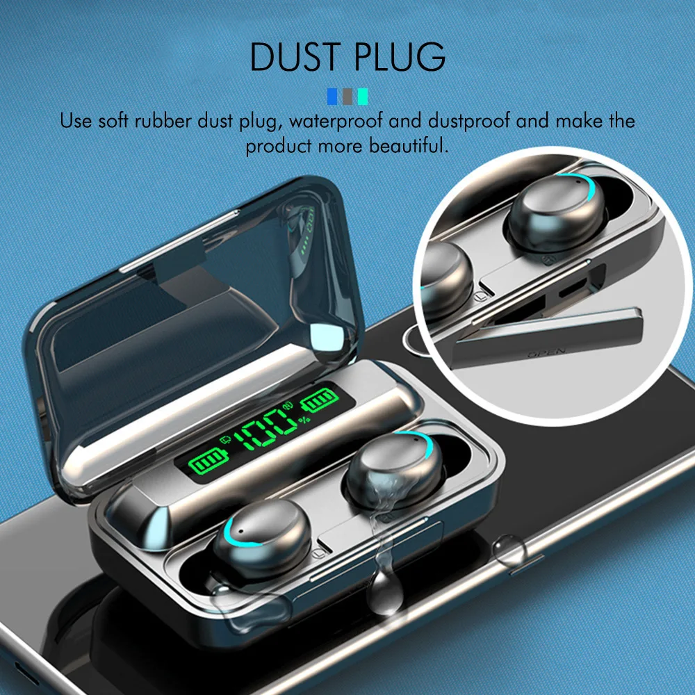 

TWS Bluetooth 5.0 Earphones 1200mAh Charging Box Wireless Headphone 9D Stereo Sports Waterproof Earbuds Headsets With Microphone