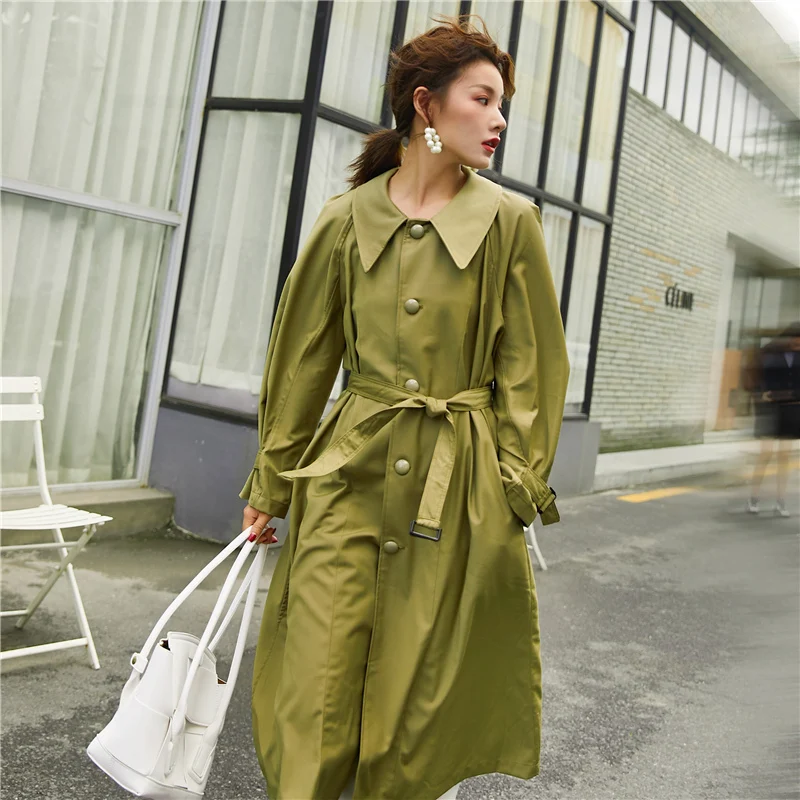 LANMREM/Новинка 2019 года сезон осень-зима модная однотонная свободная Зеленая