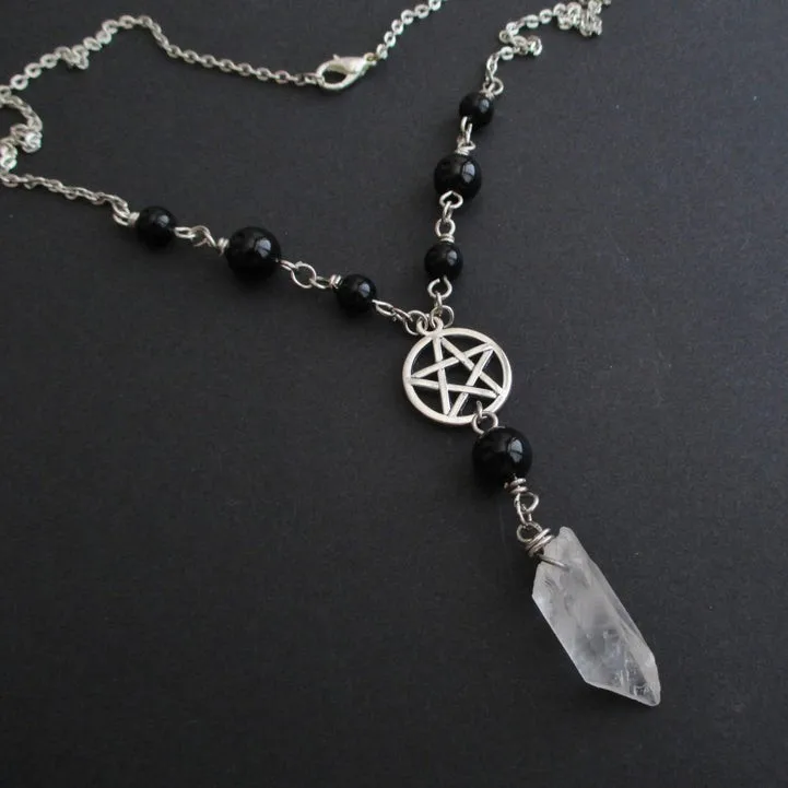 Готическая бисерная пентаграмма ожерелье из хрусталя Викканская подвеска Witchy