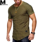 Мужская футболка с коротким рукавом Moomphya, облегающая футболка с жаккардовыми полосками, длинная футболка в стиле хип-хоп, 2019