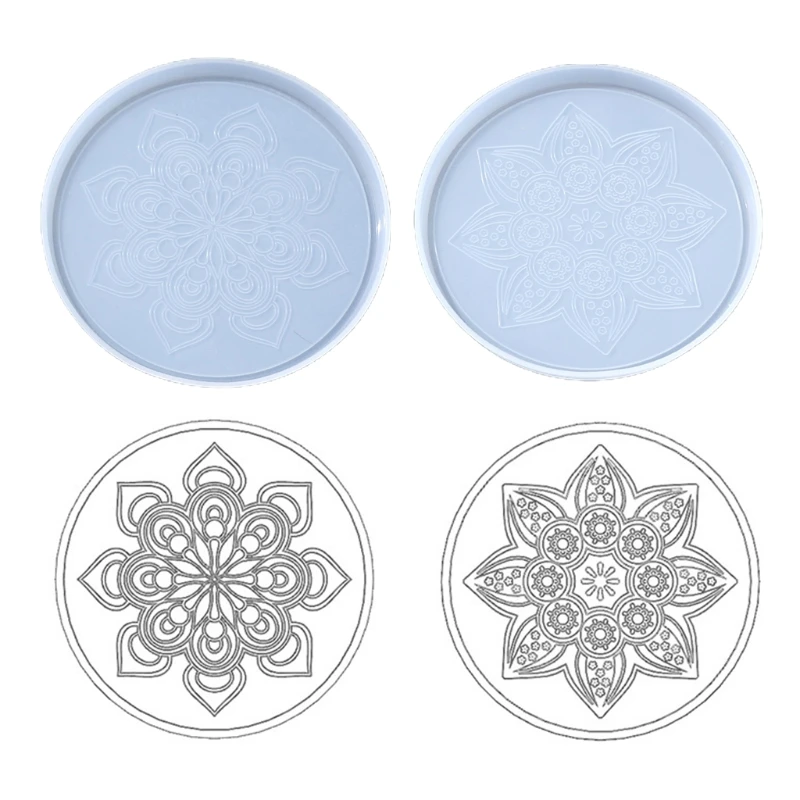 

Datura Flowers Coaster Epoxy Resin Mold Cup Mat Mug Pad Silicone Mould DIY Crafts Home Decortaions Casting Tools XXFD