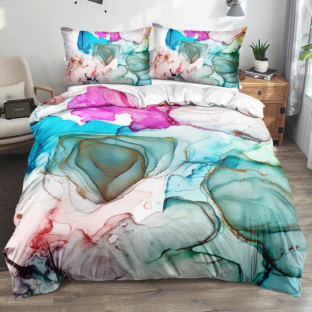 

Classic 3D Marble Quilt Cover Set Bedding Sets Comforter Covers Pillowcases Duvet Cover Linens Bed Full 140x200 Home Textiles
