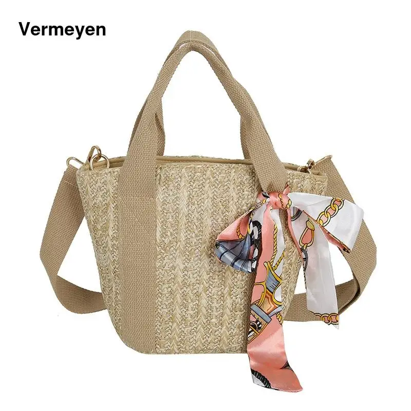 Женская маленькая сумка мешок новинка 2020 из ракушки и соломы женская на плечо