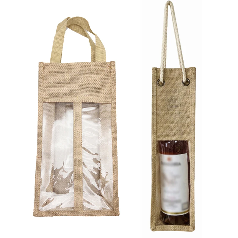 Red Wine Bottle Holder Covers Burlap Wine Bags Gift Champagne Pouch Packaging Bag Wedding Party Decoration Wine Wrapping Bags