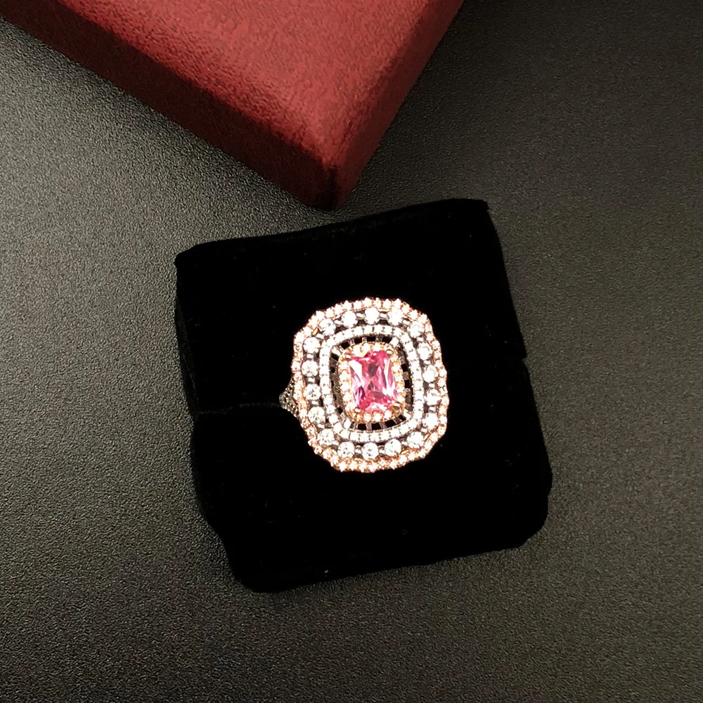 Модное розовое cz большое кольцо для женские обручальные кольца Женская