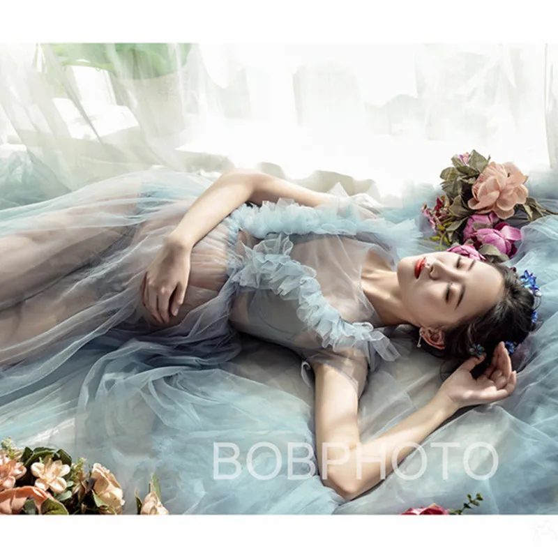 Фотографическое платье для беременных женщин сексуальный сетчатый воротник с