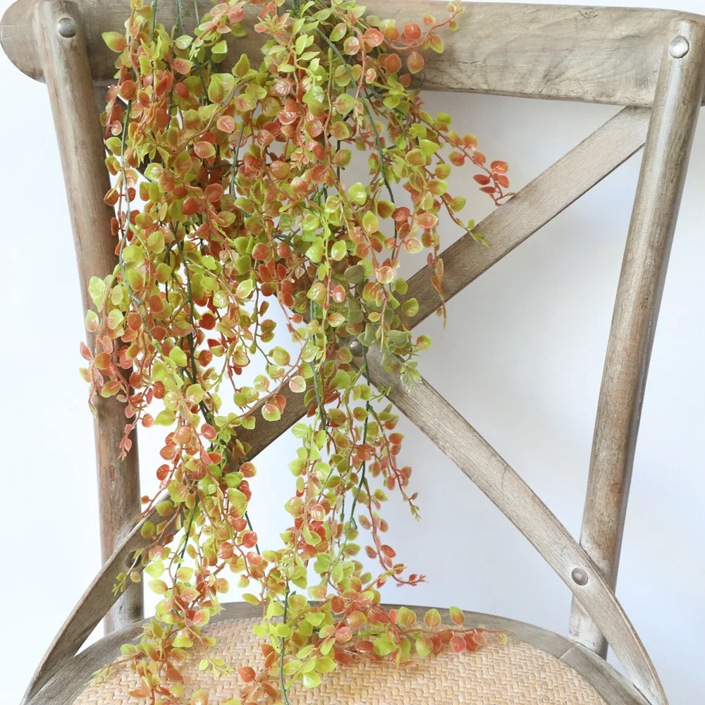 

60cm Golden and Silver Leaves Vine Artificial Flower Green Plant Plastic Leaf Fake Plant Wedding Flowers Home Party Decoration