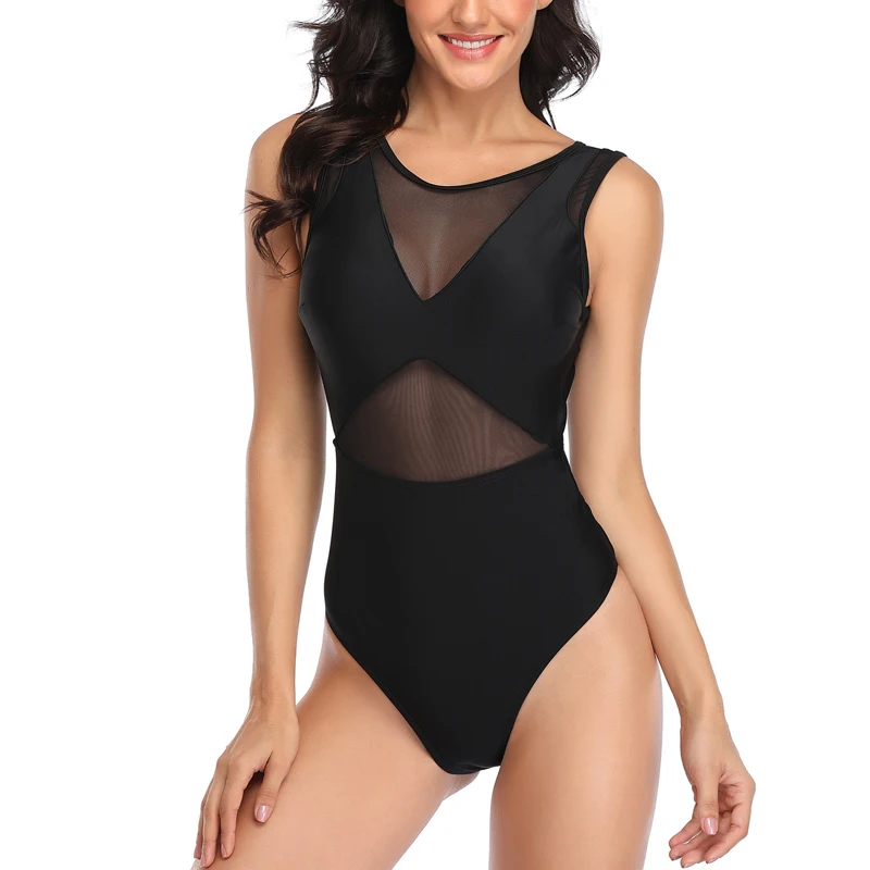 Сексуальный сетчатый Цельный купальник женский пуш-ап монокини размера плюс