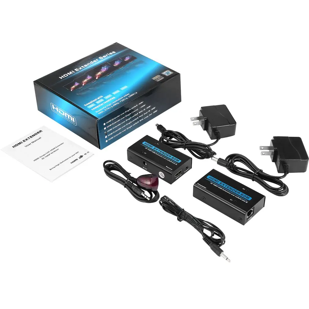 Цифровой HDMI удлинитель на одном Cat5e/6 с IR 60M Поддержка HD видео аудио 1080P HDCP