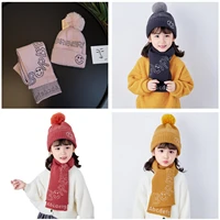 baby girls knitted wool hat autumn and winter boys hat scarf two piece suit childrens winter hat ear protection warm