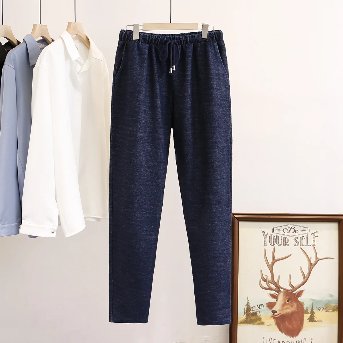 Женские джинсы-шаровары эластичные вязаные джинсовые брюки размера плюс для