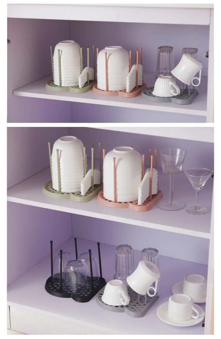 

Kitchen Dish Drain Rack Storage Organizer Dish Plate Drying Rack Shelf PP Plate Cups Stand Drainer Display Holder F110