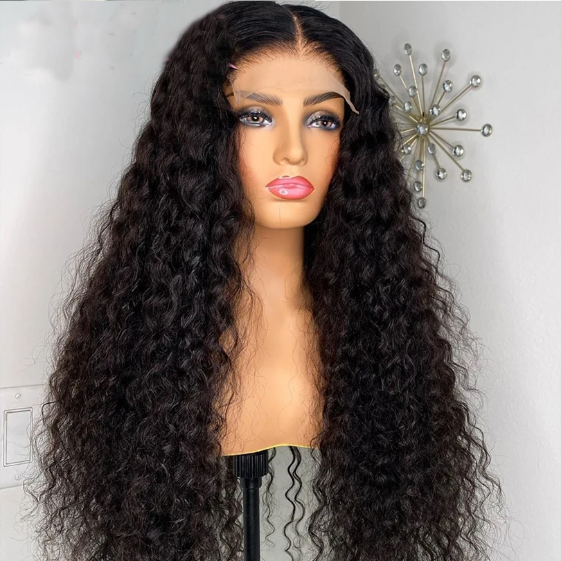 

Kinky Curly Wig Lace Front Wig Synthetic Curly Hair 26inch Black Wigs For Black Women With Baby Hair Preplucked