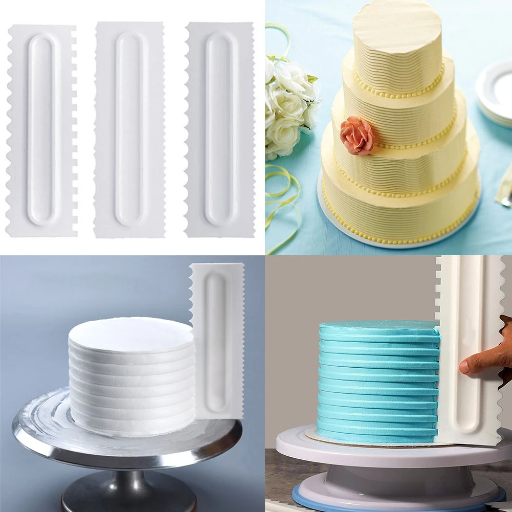 3 шт. скребок для торта Расческа глазури плавные лопатки теста 6 дизайн текстуры