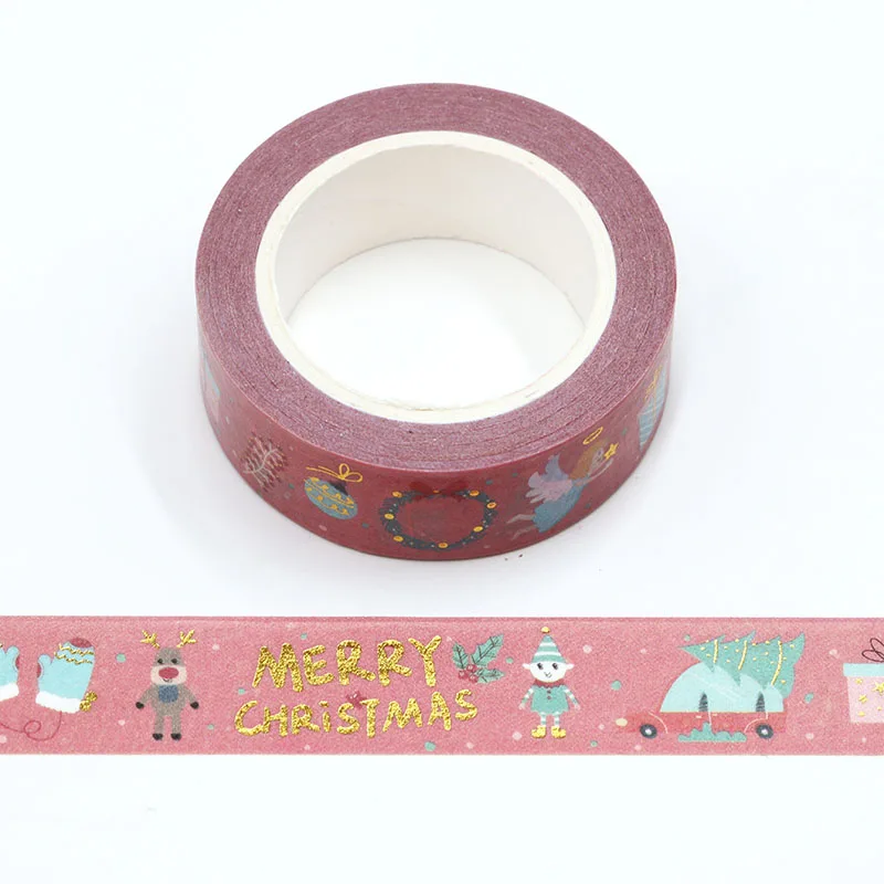 

1 pc 15mm*10m Foil Mery Christmas Snowman Decorative Washi Tape DIY Scrapbooking Masking Tape School Office Supply
