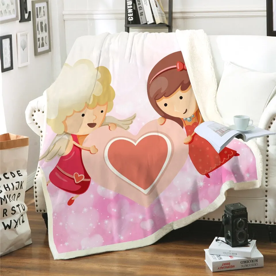 

Cupid Love Baby 3D Printed Sherpa Blanket Couch Quilt Cover Travel Bedding Outlet Velvet Plush Throw Fleece Blanket Bedspread 04