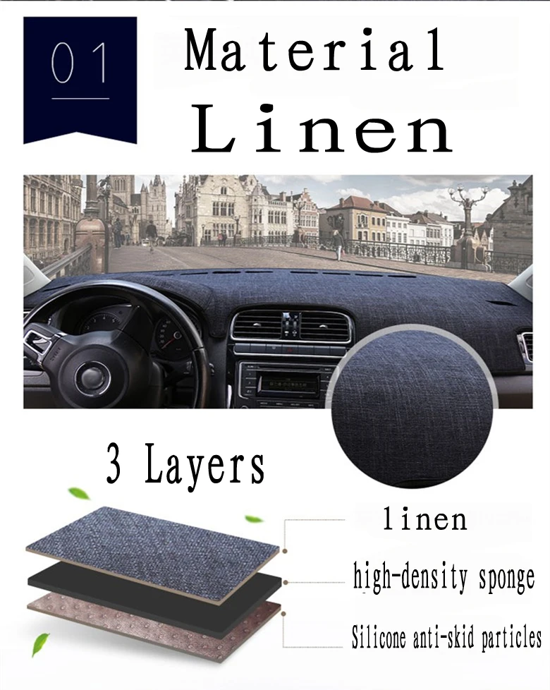 

Car Styling Accessories Carpet Linen Noslip Dashmat Dashboard Cover for Skoda Fabia Octavia Rapid Superb Kodiaq Karoq Yeti