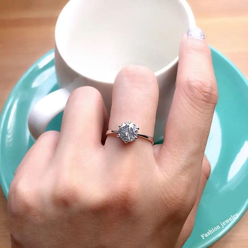 Женские Классические обручальные кольца Sona из чистого серебра 925 пробы с