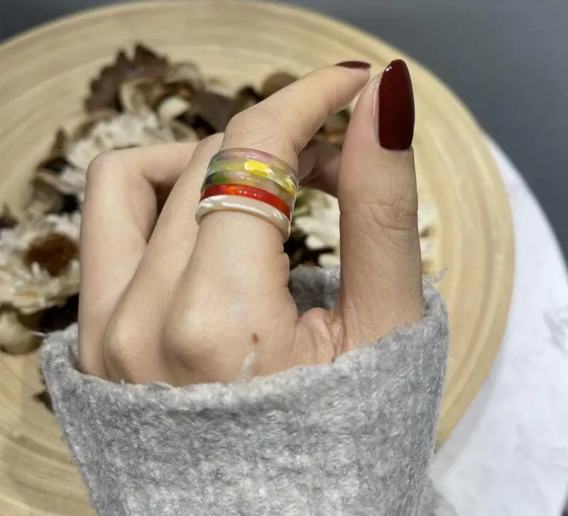 

Retro New Korea Chic Transparent Aesthetic ring Colorful Minimalist Acrylic Resin Thin Ring for Women Jewelry Party Gifts
