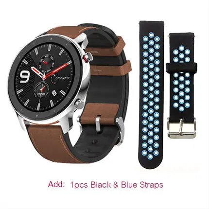 Steel add blackblue Глобальная версия Amazfit GTR 47 мм Huami Смарт-часы 5ATM водонепроницаемые 24 дня батарея gps управление музыкой Поддержка Android IOS - Цвет: Steel add blackblue