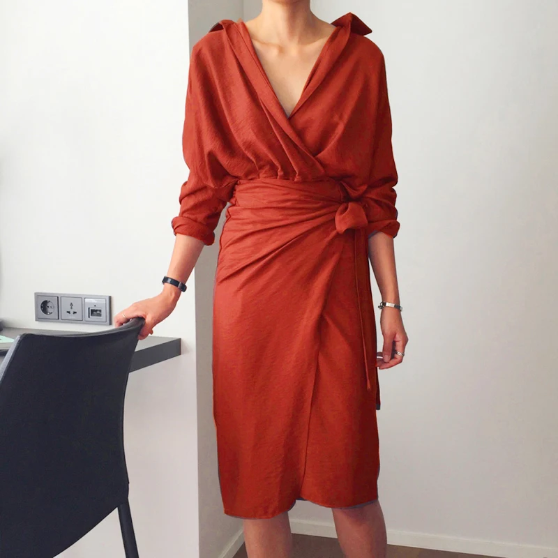 Женское асимметричное Бандажное платье CHICEVER корейское свободное Повседневное с