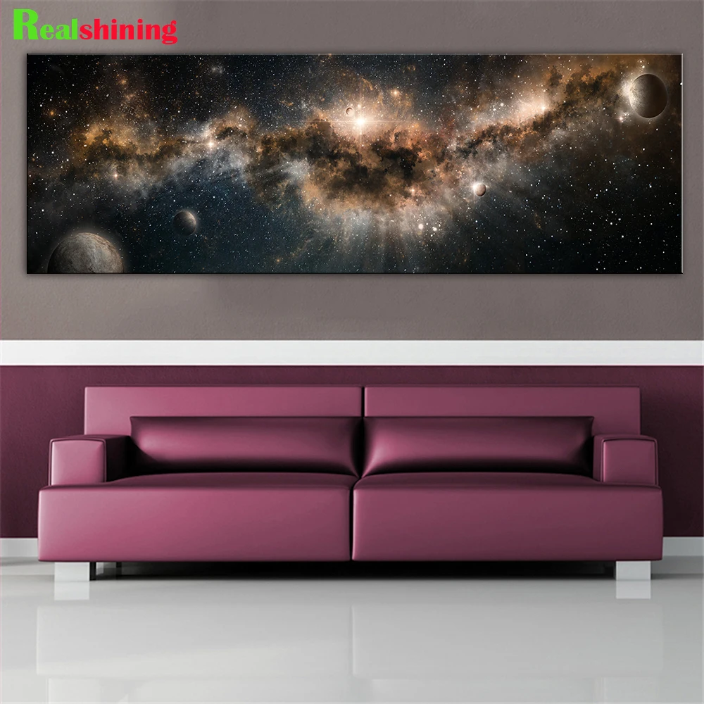 

Large Panoramic Full Square/Round Diamond Painting Starry Night With Moon And Clouds DIY 5D Diamond Embroidery Cross Stitch R6