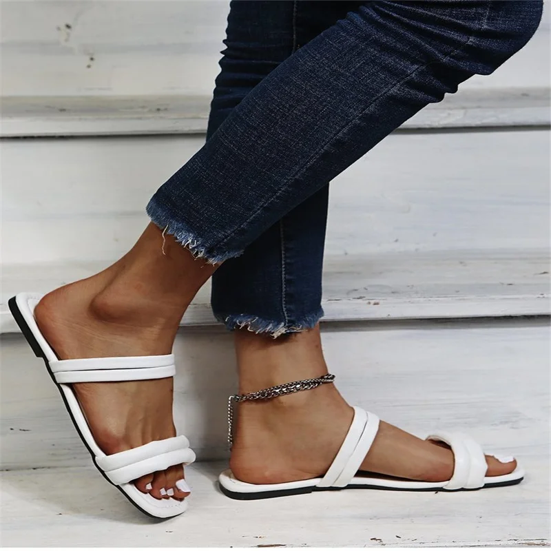 

Сандалии женские на плоской подошве, босоножки с ремешком на щиколотке, пикантная удобная повседневная обувь с открытым носком, лето