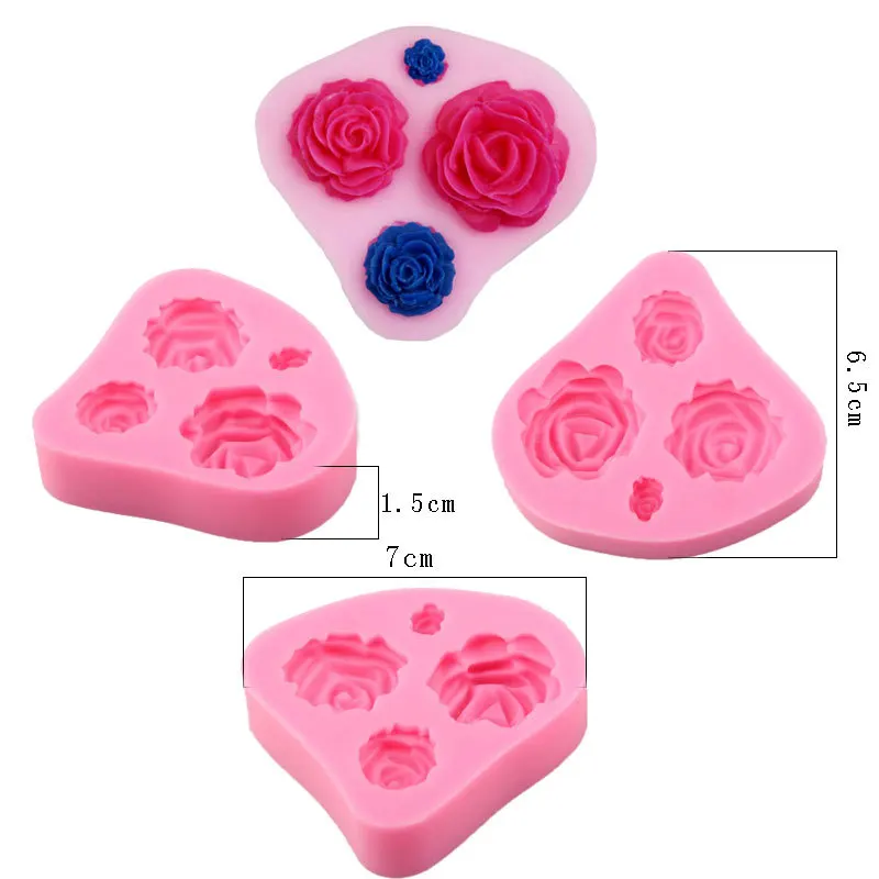 3D деликатные розы цветок силиконовая форма для торта искусственная мягкая